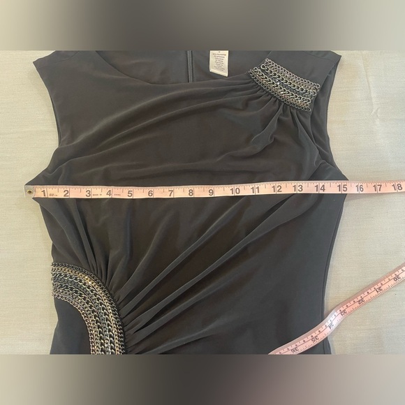 Cache Women's Size M Black Sleeveless Cocktail Dress Formal Knee Length Zip - Picture 3 of 5